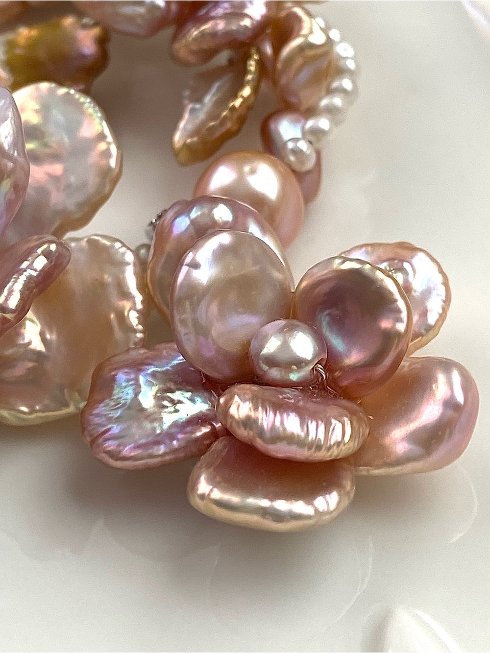 N314-Premium Sakura Pink Petal Pearl 5 Flowers With A Detachable Flower Pendant - Picture 6 of 15